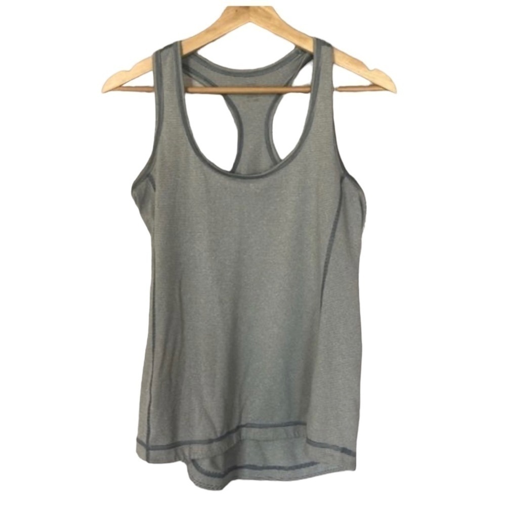 Zella Light Gray Stripe Scoop Neck Tank Top S